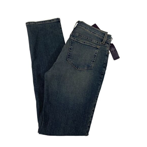 NYDJ Marilyn Jeans Size 6 Blue Denim Straight Leg Mid Rise Distressed #7017U - Picture 1 of 12